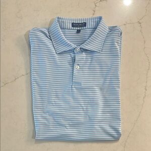 Men's Peter Millar Blue Striped Polo Shirt